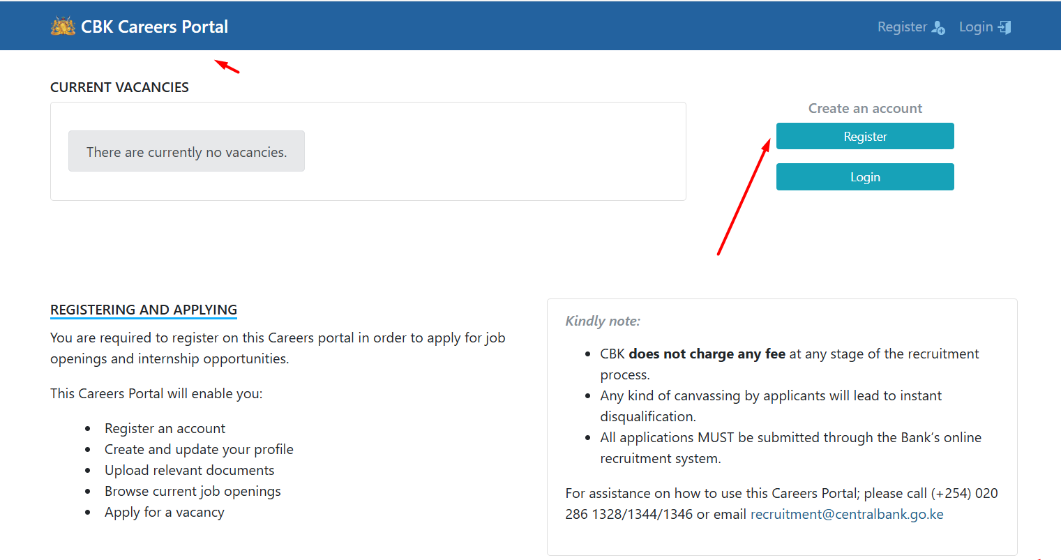 1. Visit CBK Careers Portal