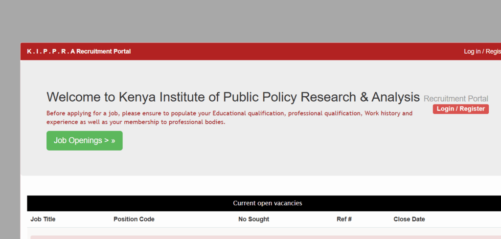 KIPPRA Jobs 2025/2026 Recruitment Application Form Portal