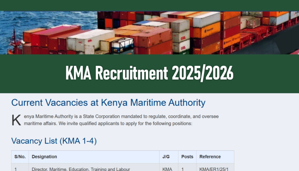 KMA Recruitment 2026/2027 Jobs Application Form Portal