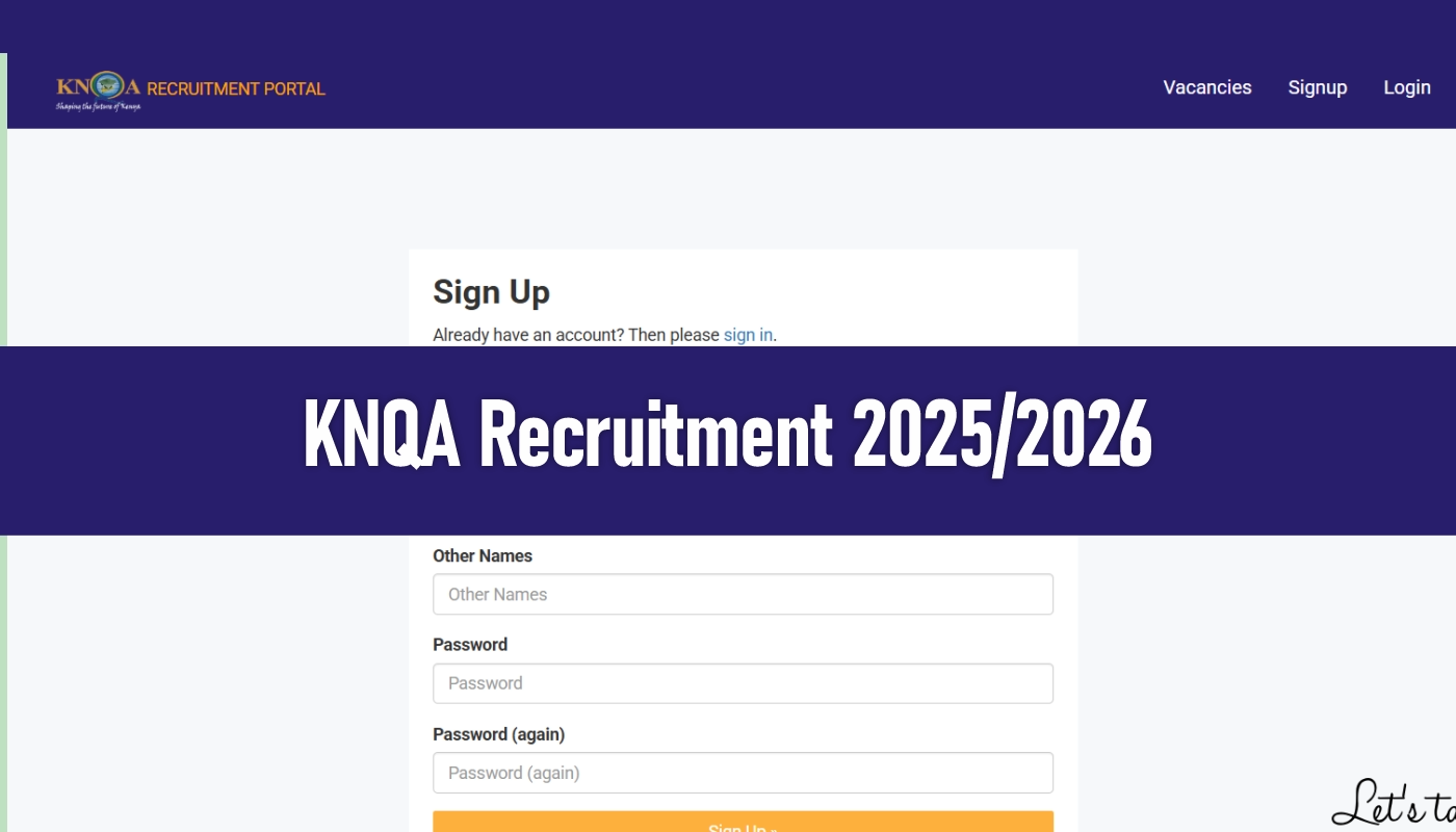 KNQA Recruitment 2026/2027 Jobs Application Form Portal