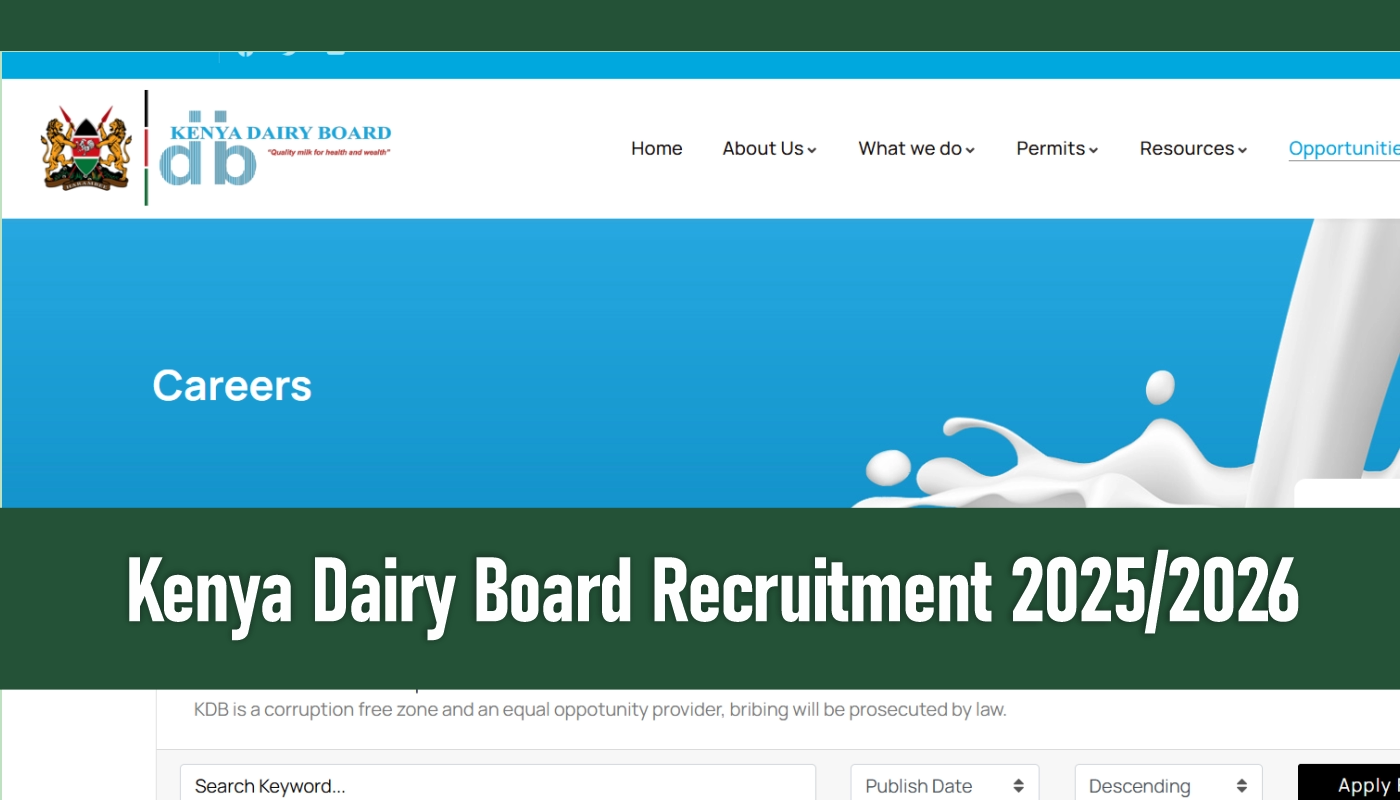 Kenya Dairy Board Jobs 2026/2027 Recruitment Application Portal