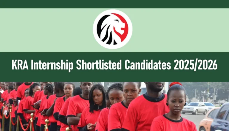 KRA Internship Shortlisted Candidates 2025/2026 PDF Download