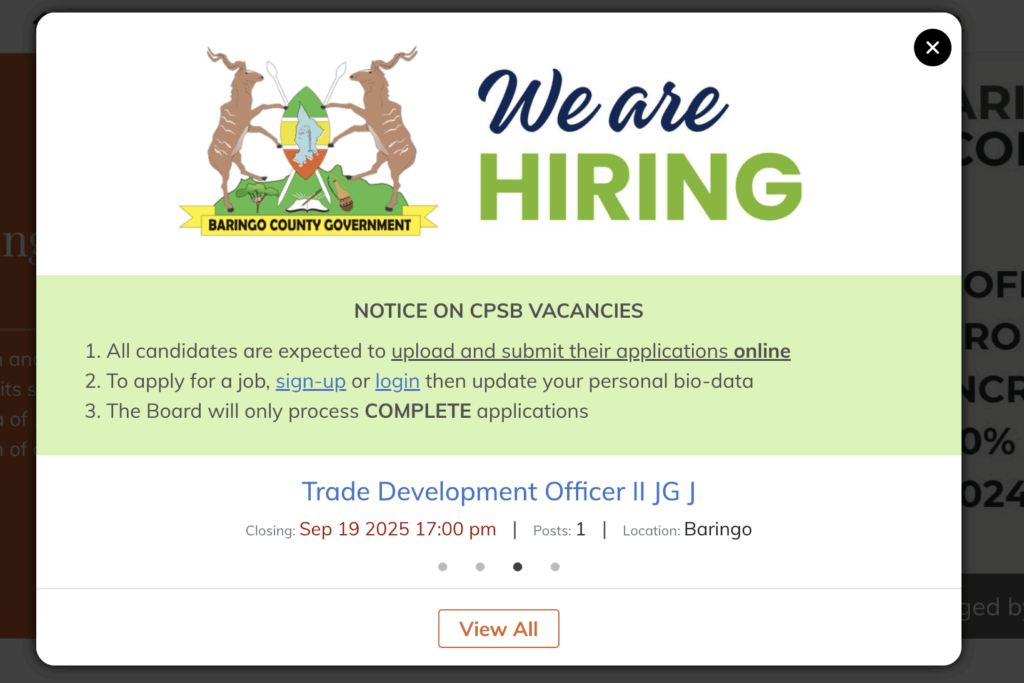 Baringo County Government Recruitment 2025/2026 Jobs Application Form