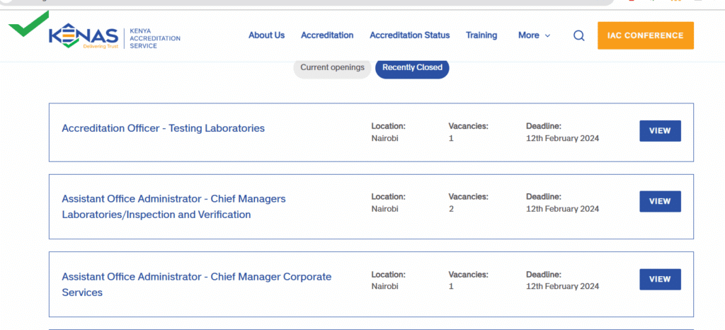 KENAS Recruitment 2025/2026 Jobs Application Form Portal