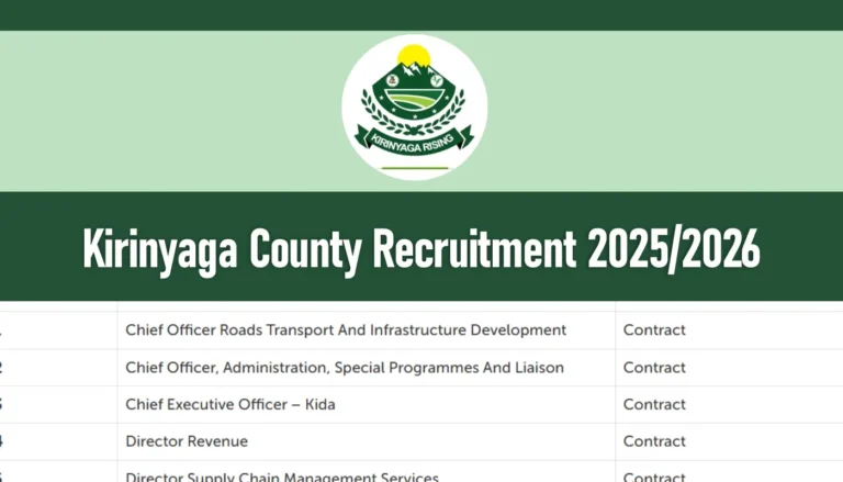 Kirinyaga County Government Recruitment 2025/2026 Jobs Portal