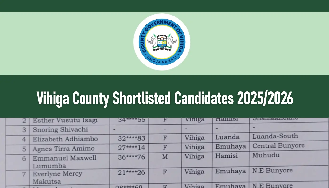 Vihiga County Shortlisted Candidates 2026/2027 PDF Download