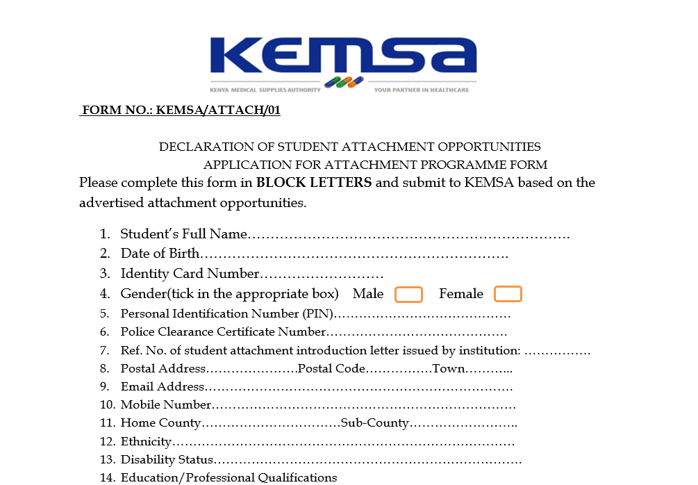Is KEMSA Industrial Attachment Form 2025 Out?