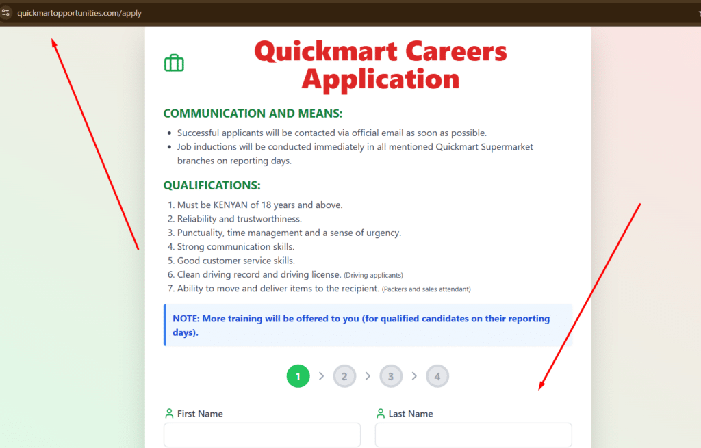 Quickmart Careers Application Portal