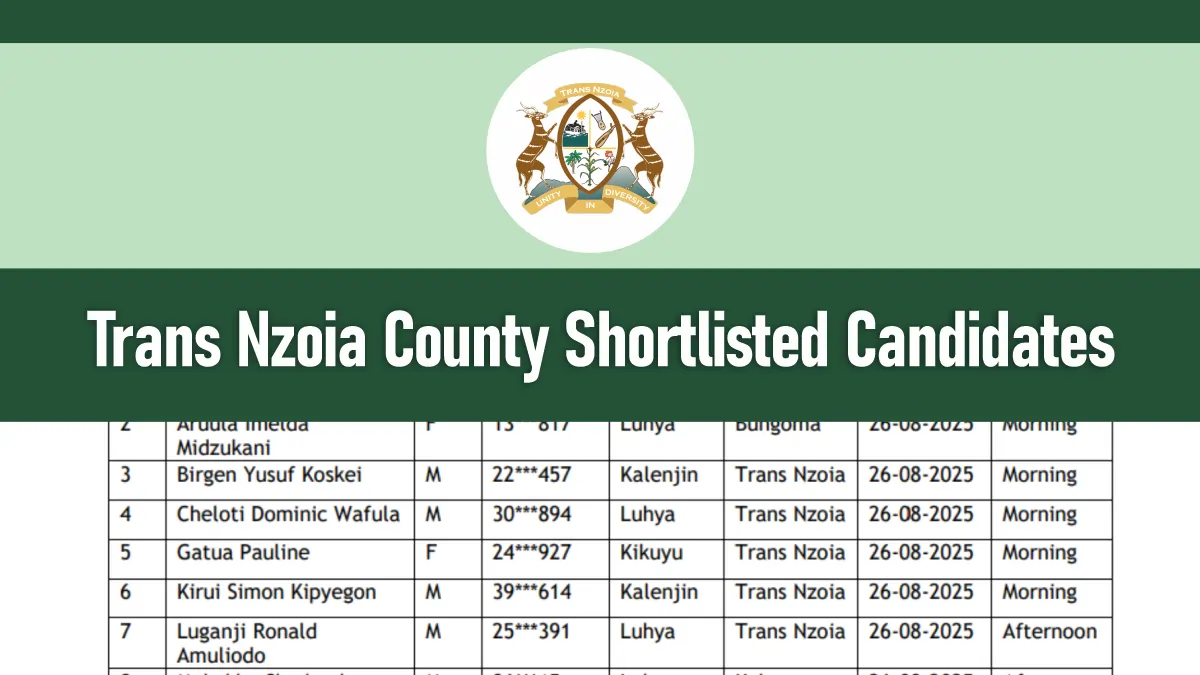 Trans Nzoia County Shortlisted Candidates 2026/2027 CPSB PDF Download