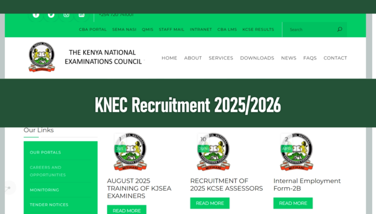 KNEC Recruitment 2026/2027 Jobs Application Form Portal