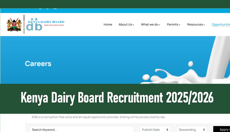 Kenya Dairy Board Jobs 2026/2027 Recruitment Application Portal