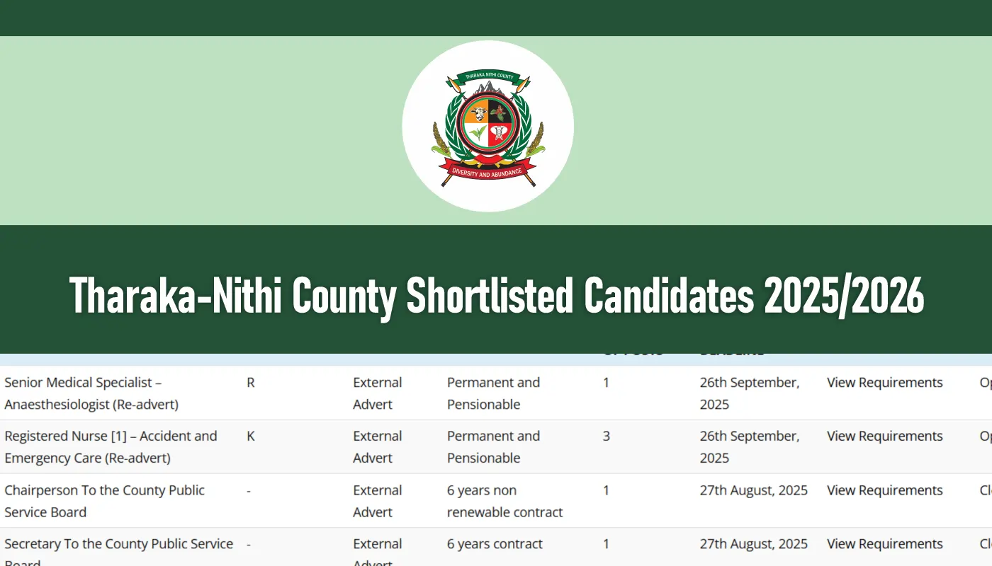 Tharaka-Nithi County Shortlisted Candidates 2026/2027 Jobs (PDF Download)