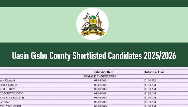 Uasin Gishu County Shortlisted Candidates 2026 PDF Download