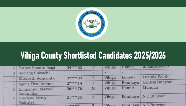 Vihiga County Shortlisted Candidates 2026/2027 PDF Download