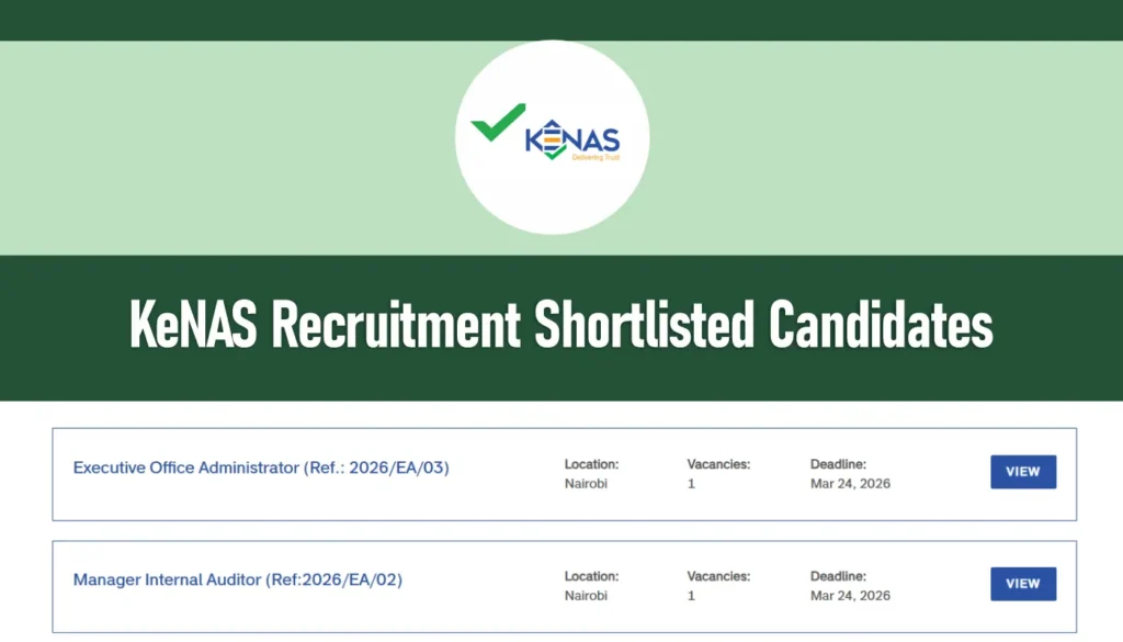 KENAS Recruitment Shortlisted Candidates 2026/2027 PDF is Out