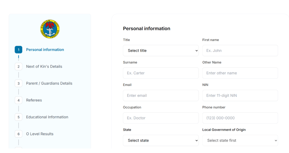Nigerian Navy 2026 Recruitment Form