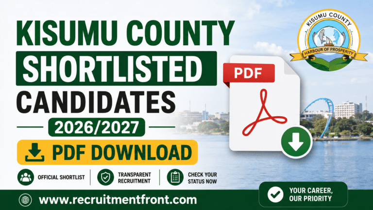 Kisumu County Shortlisted Candidates 2026/2027 PDF Download